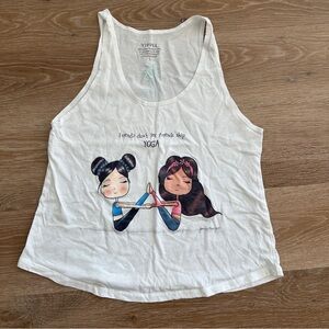 White Yoga Graphic Tank Top size small